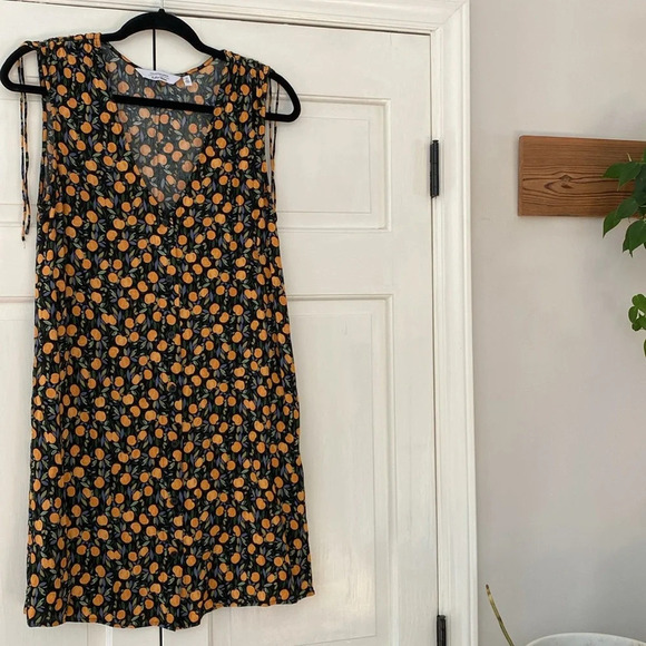 & Other Stories Tie Shoulder Mini Dress Oranges Print‎ Floral Tropical Size 6 - Picture 6 of 16